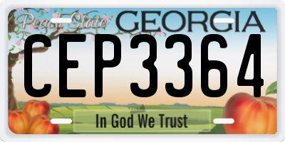 GA license plate CEP3364