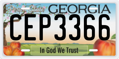 GA license plate CEP3366
