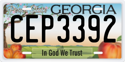GA license plate CEP3392