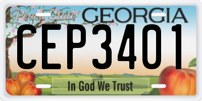 GA license plate CEP3401
