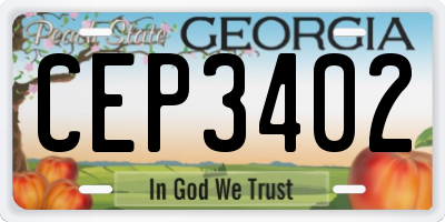 GA license plate CEP3402