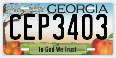 GA license plate CEP3403