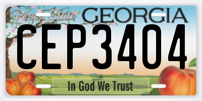 GA license plate CEP3404
