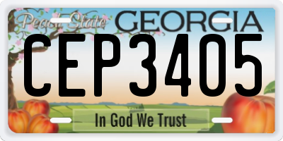 GA license plate CEP3405