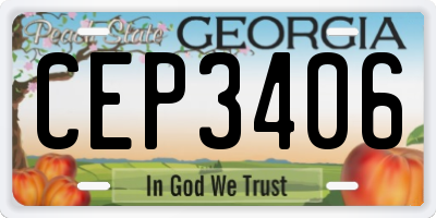 GA license plate CEP3406