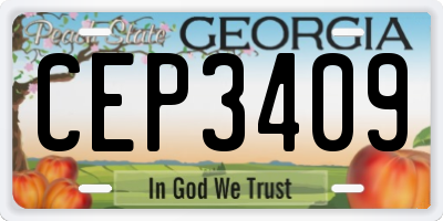GA license plate CEP3409