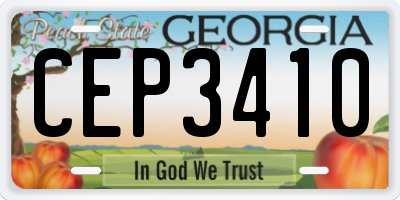GA license plate CEP3410