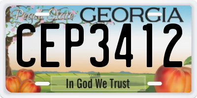 GA license plate CEP3412