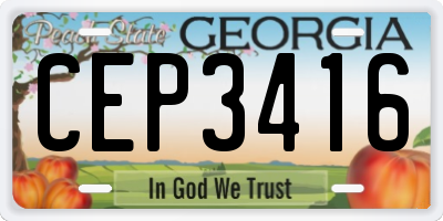 GA license plate CEP3416