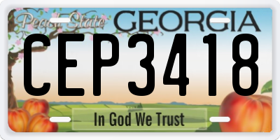 GA license plate CEP3418