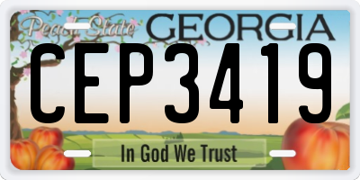 GA license plate CEP3419