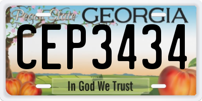 GA license plate CEP3434