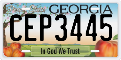 GA license plate CEP3445