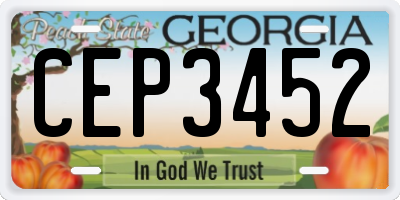 GA license plate CEP3452