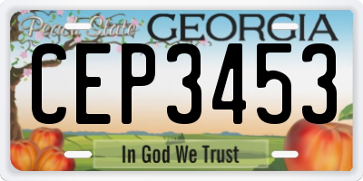 GA license plate CEP3453