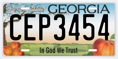 GA license plate CEP3454
