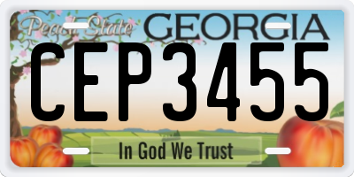 GA license plate CEP3455