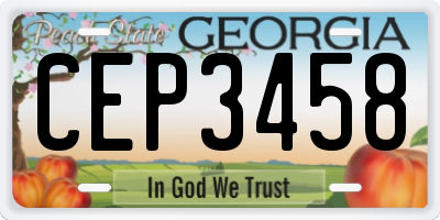 GA license plate CEP3458