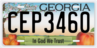 GA license plate CEP3460