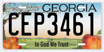GA license plate CEP3461