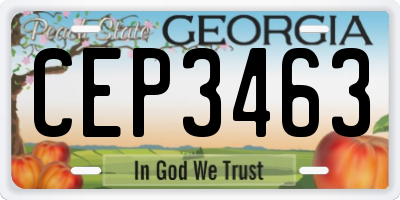 GA license plate CEP3463