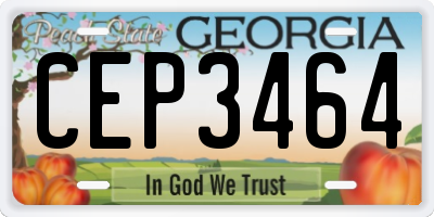 GA license plate CEP3464