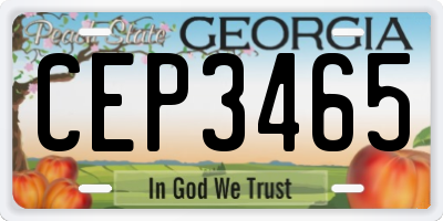 GA license plate CEP3465