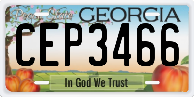 GA license plate CEP3466