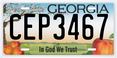 GA license plate CEP3467