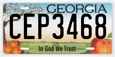 GA license plate CEP3468