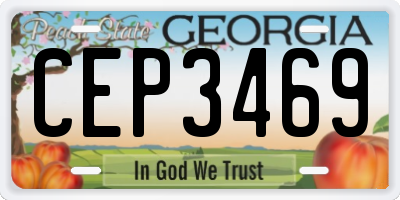 GA license plate CEP3469