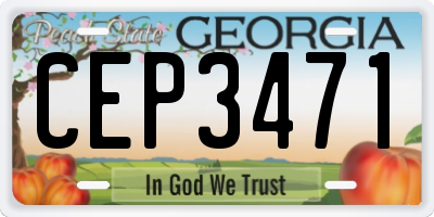 GA license plate CEP3471
