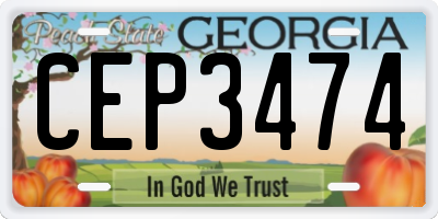 GA license plate CEP3474