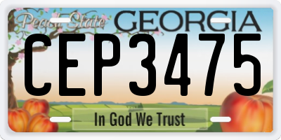 GA license plate CEP3475