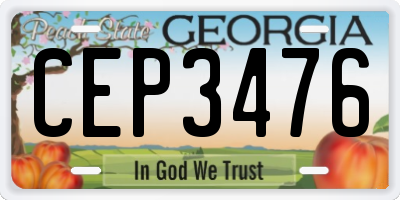 GA license plate CEP3476