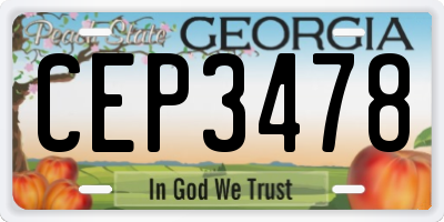 GA license plate CEP3478