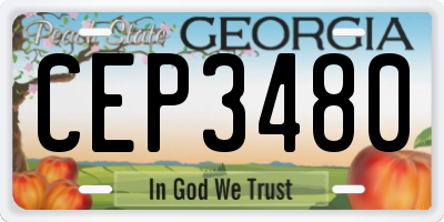 GA license plate CEP3480