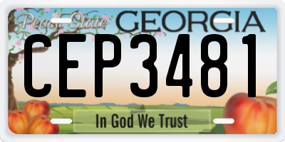 GA license plate CEP3481