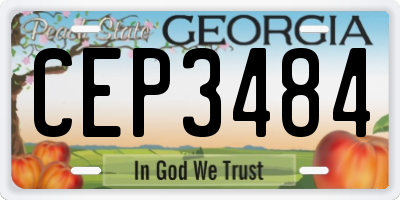 GA license plate CEP3484