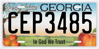 GA license plate CEP3485