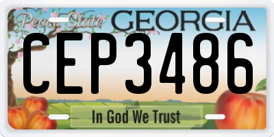 GA license plate CEP3486