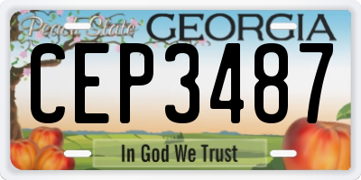GA license plate CEP3487
