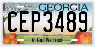 GA license plate CEP3489