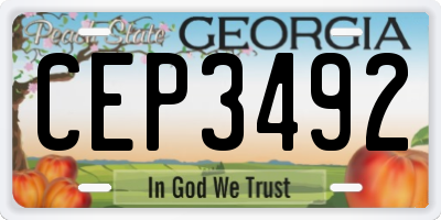 GA license plate CEP3492