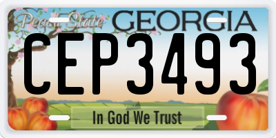 GA license plate CEP3493