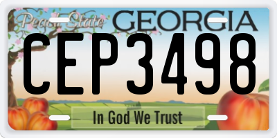 GA license plate CEP3498