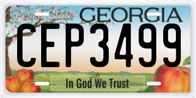 GA license plate CEP3499