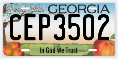 GA license plate CEP3502