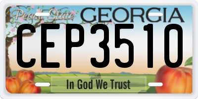 GA license plate CEP3510