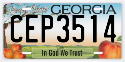 GA license plate CEP3514